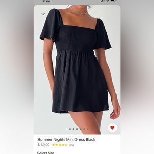 Princess Polly Summer Nights Mini Dress Black size 6